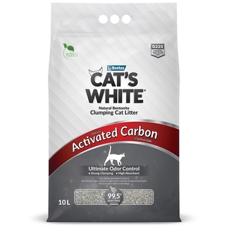 Наполнитель комкующийся с активированным углем для кошачьего туалета Cat's White