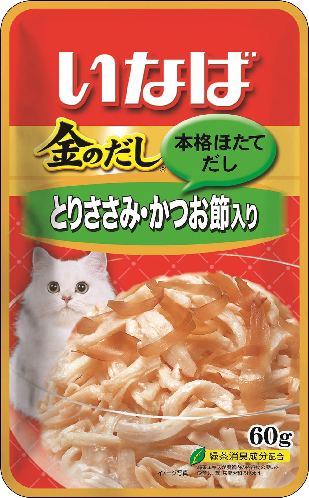 

Inaba киннодаси паучи Куриное филе, кацуобуси в желе для кошек (60 г)