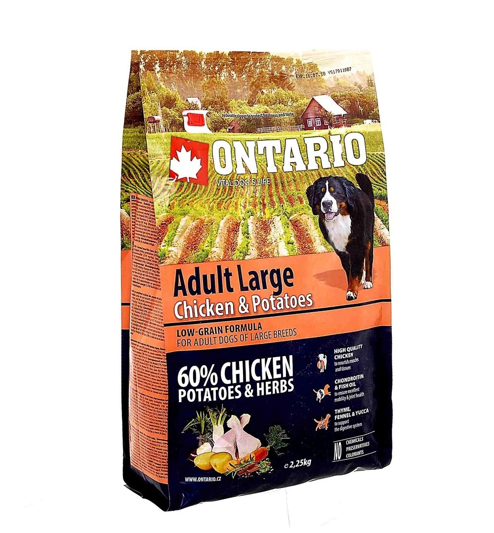 Для собак крупных пород с курицей и картофелем (2,25 кг) Ontario Для собак крупных пород с курицей и картофелем (2,25 кг) - фото 1