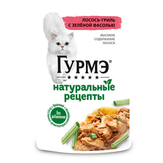 Влажный корм Натуральные рецепты для кошек, лосось-гриль с зеленой фасолью