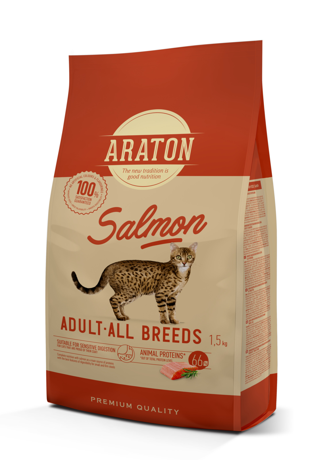 Для взрослых кошек, с лососем (15 кг) Araton Для взрослых кошек, с лососем (15 кг) - фото 1