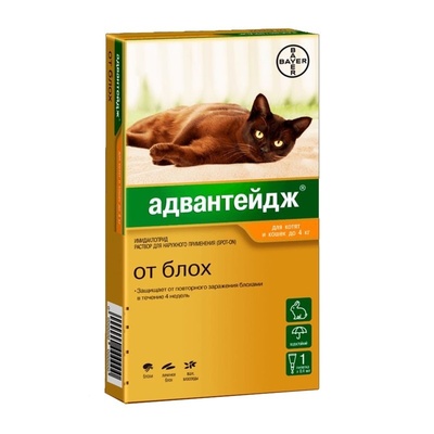 Elanco адвантейдж капли от блох для кошек до 4кг - 1 пипетка | Petshop.ru