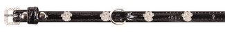 Ошейник черный из искусственной кожи "Лапа" со стразами для собак, S, 1x23-28 см