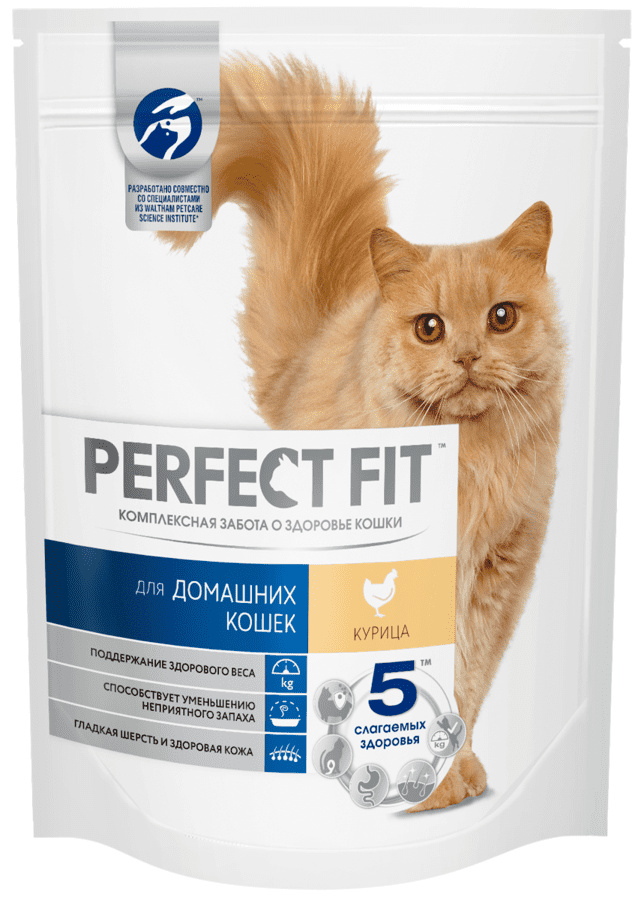 

Корм Perfect Fit cухой корм для живущих в помещении взрослых кошек, с курицей (190 г)