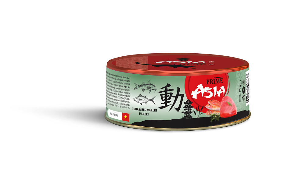 Prime Asia консервы для кошек Тунец с красной кефалью в желе (85 г) Prime Asia консервы для кошек Тунец с красной кефалью в желе (85 г) - фото 1