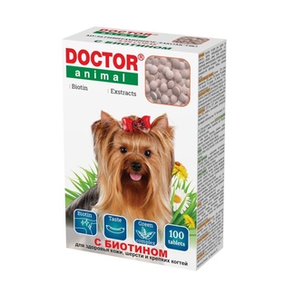 Мультивитаминное лакомство Doctor Animal с биотином, для собак, 100 таблеток Бионикс