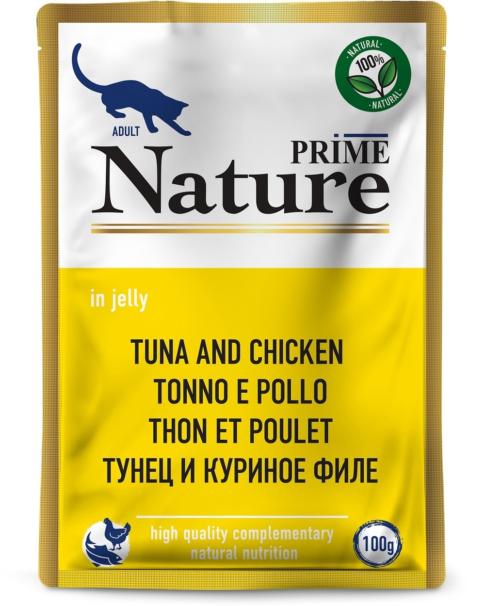 Prime Nature паучи для кошек: тунец и куриное филе в желе (100 г) Prime Nature паучи для кошек: тунец и куриное филе в желе (100 г) - фото 1