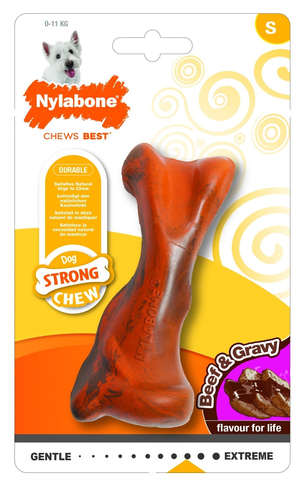 Nylabone кость жесткая, аромат говядины с соусом, S (158 г) Nylabone кость жесткая, аромат говядины с соусом, S (158 г) - фото 1