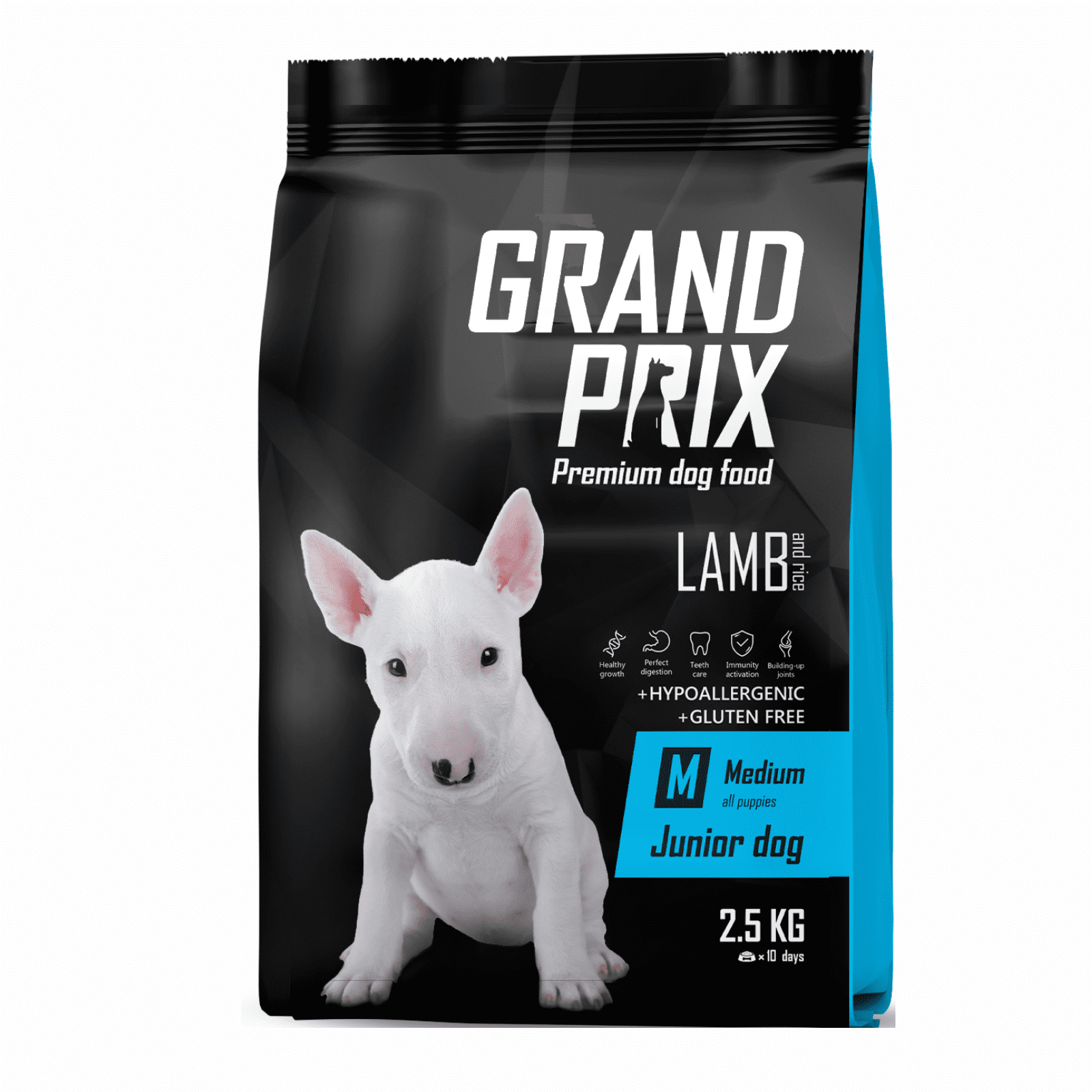 Корм Grand Prix полнорационный сбалансированный, для щенков и юниоров средних пород, с ягненком и рисом (2,5 кг) - фото 1