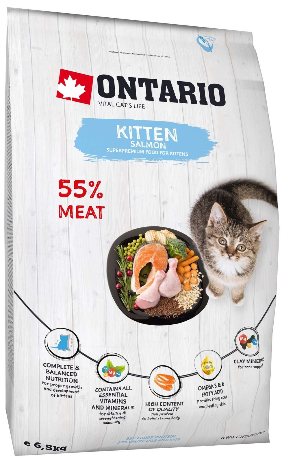 Для котят, с лососем (2 кг) Ontario Для котят, с лососем (2 кг) - фото 1