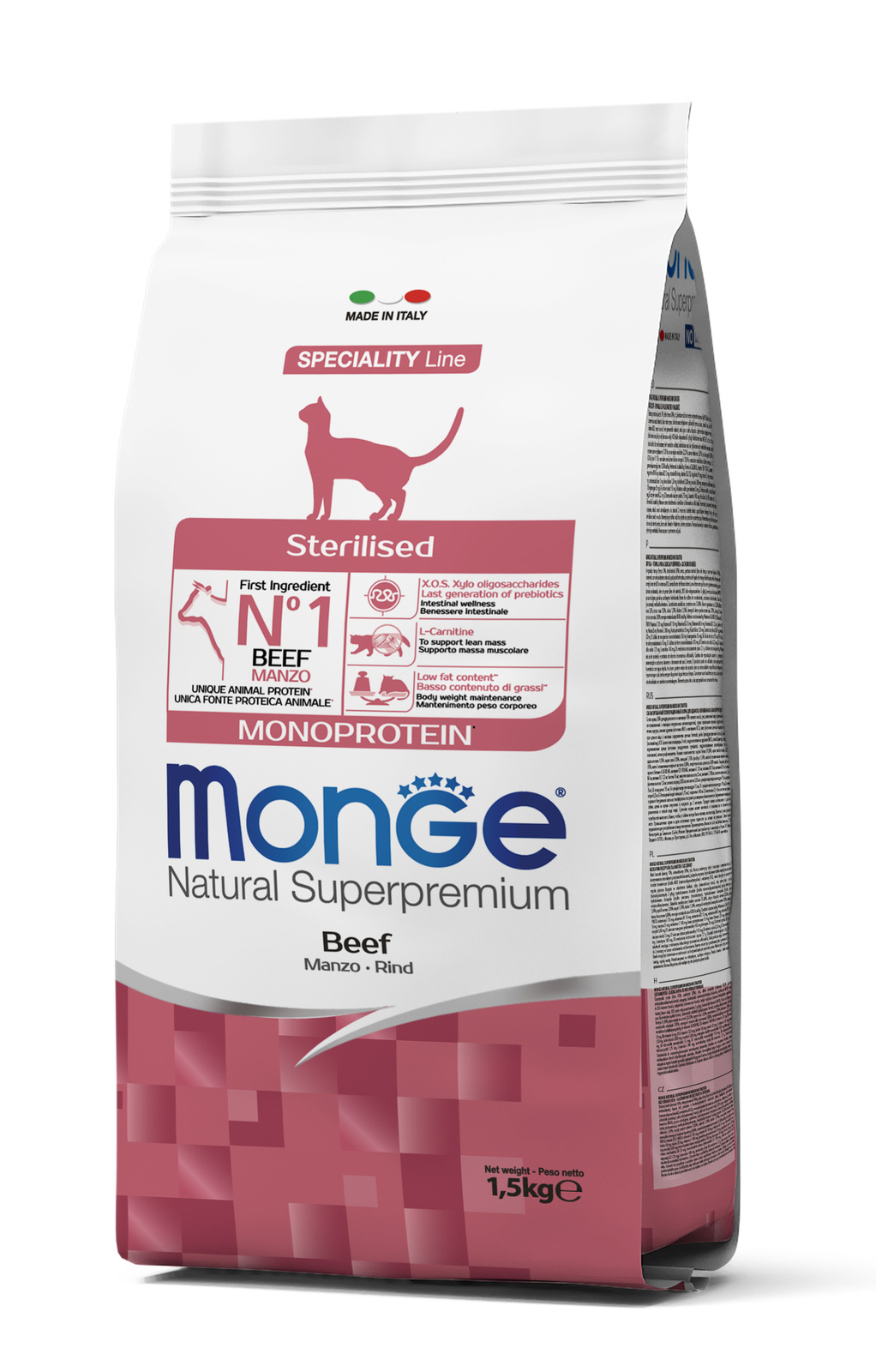 для стерилизованных кошек, монобелковый с говядиной (1,58 кг) Monge для стерилизованных кошек, монобелковый с говядиной (1,58 кг) - фото 1