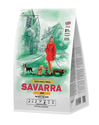 Гипоаллергенный для взрослых собак мелких пород, с уткой и рисом  Savarra