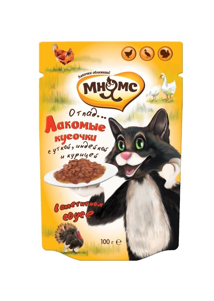 

Паучи для взрослых кошек: Мясной карнавал (утка, индейка, курица) (100 г)