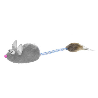 Игрушка для кошек &quot;Мышка с меховой кисточкой&quot;, серая