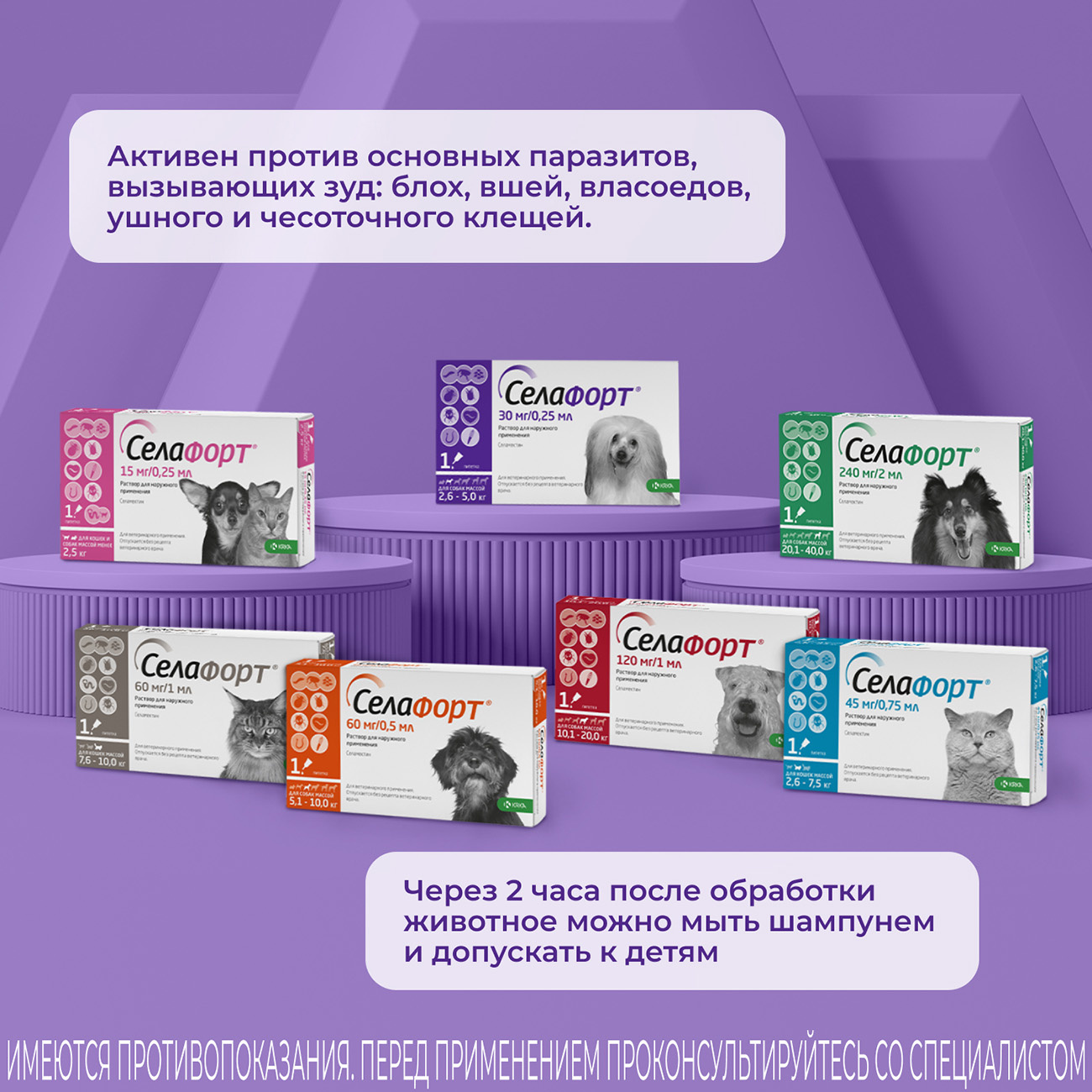 KRKA Селафорт для собак 2,6 - 5 кг, 30мг/0,25мл, 1 пипетка, Selafort |  Petshop.ru