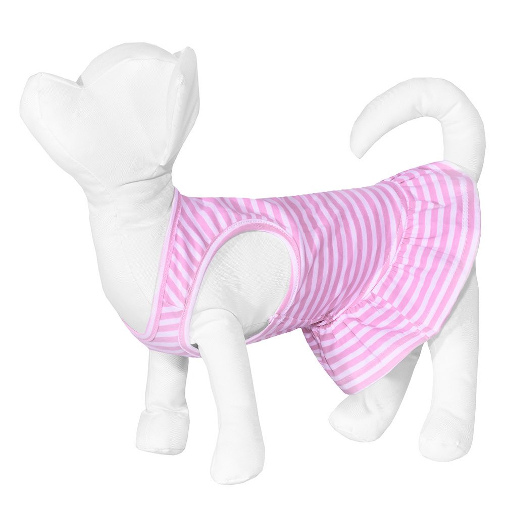 Yami-Yami одежда платье для собаки розовое, в полоску (S) Yami-Yami одежда платье для собаки розовое, в полоску (S) - фото 1