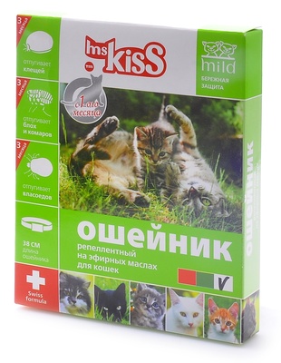 Ошейник от блох, клещей, комаров для котят с 4 недель и кошек, 38 см Ms.Kiss