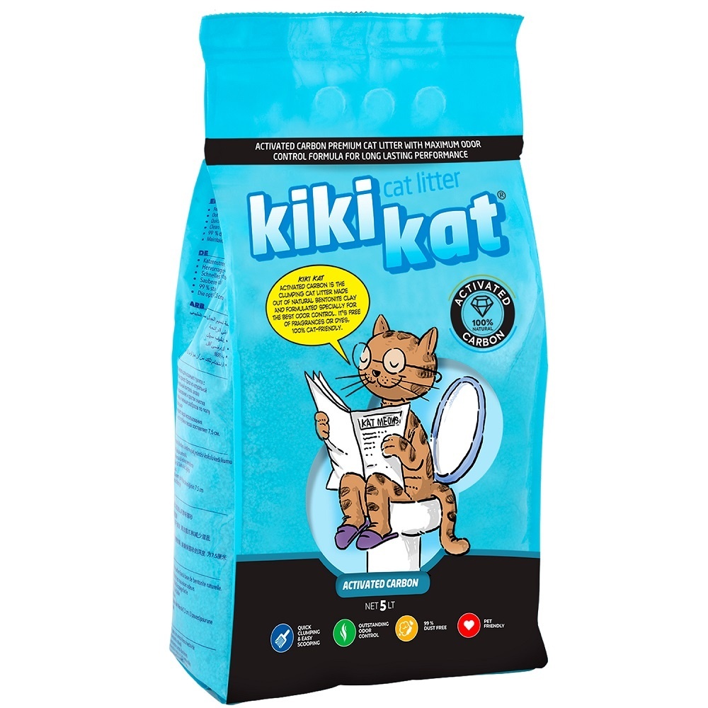KikiKat бентонитовый наполнитель для кошачьего туалета супер-белый комкующийся 