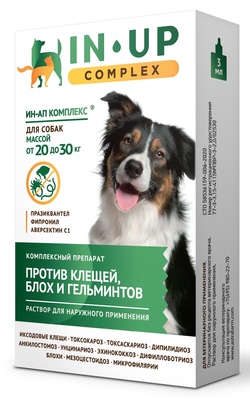 ИН-АП комплекс для собак массой от 20 до 30 кг против блох, клещей, вшей, власоедов и гельминтов