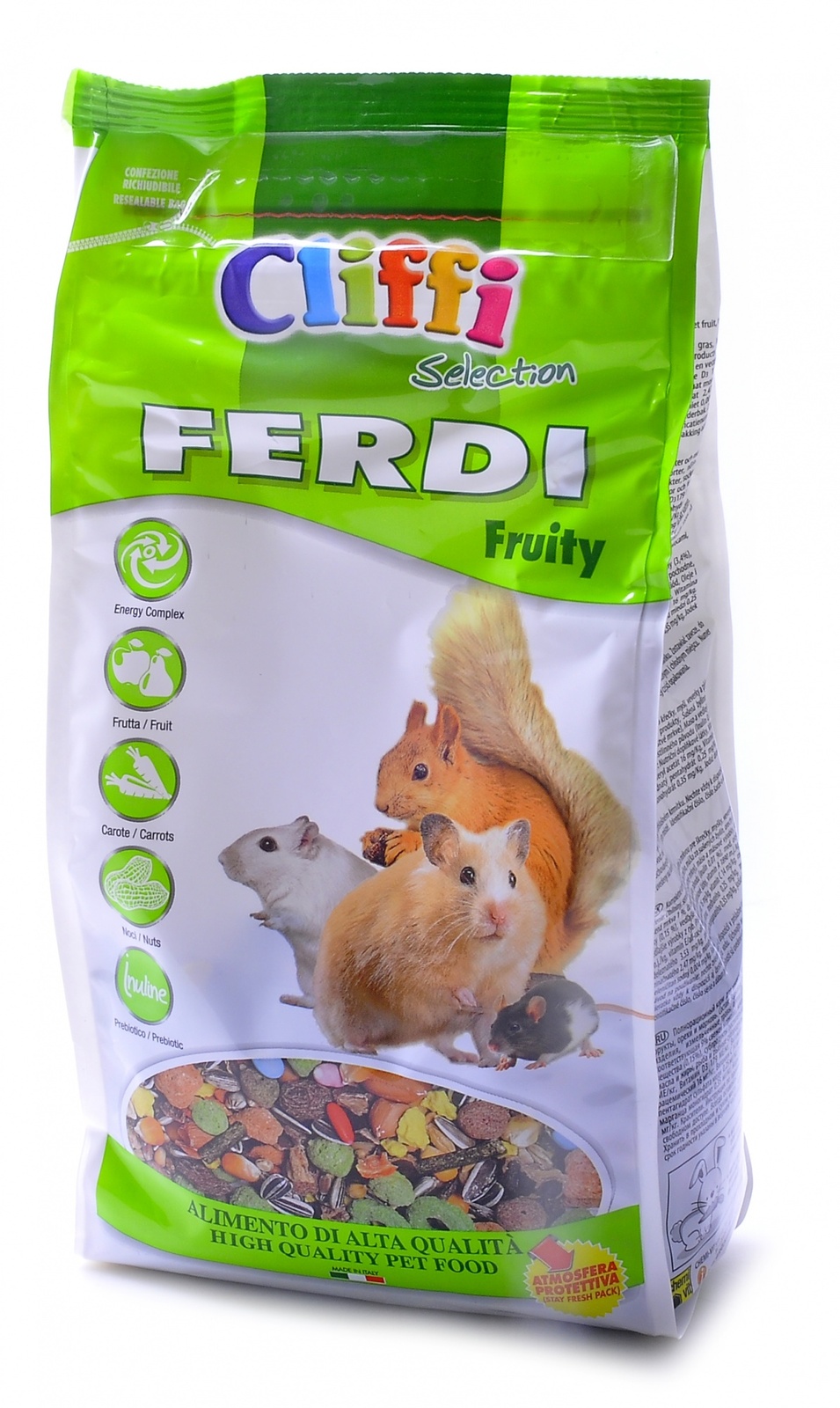 Cliffi (Италия) корм для хомяков, мышей, белок и песчанок с фруктами, грецкими орехами и морковью (700 г)