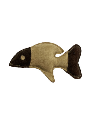Кожаная рыбка - игрушка для кошек, цвет бежевый и коричневый