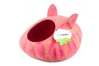 Домик "Уютное гнездышко" с ушками (шерсть, форма круг, мультиколор розовый) L: 40x40x20см  Zoobaloo