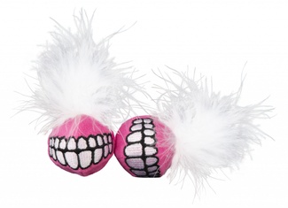 Игрушка для кошек: плюшевые мячики Grinz с кошачьей мятой, розовые Rogz