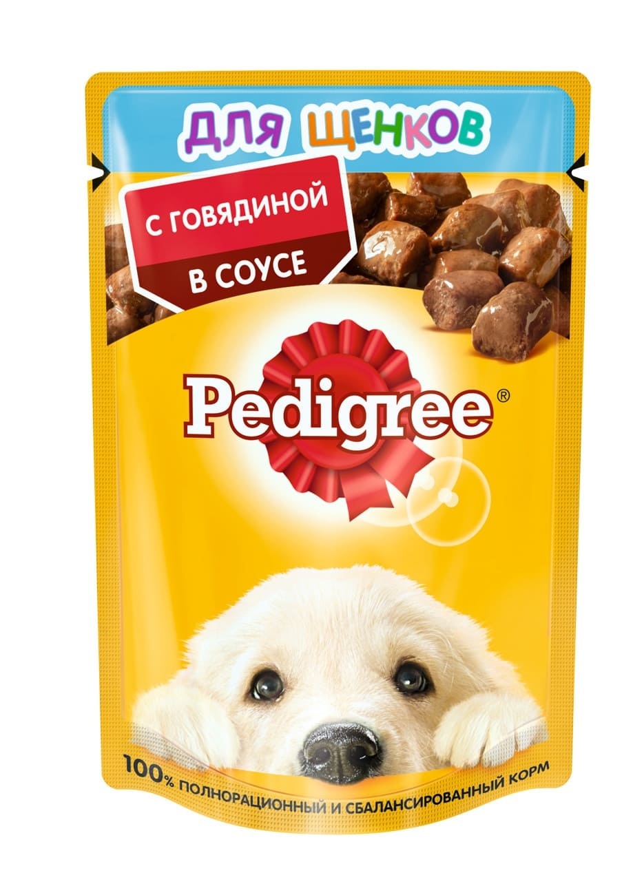 Pedigree влажный корм для щенков всех пород, с говядиной в соусе (85 г)