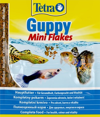 корм для всех видов Гуппи и других живородящих рыб. хлопья Guppy Flakes