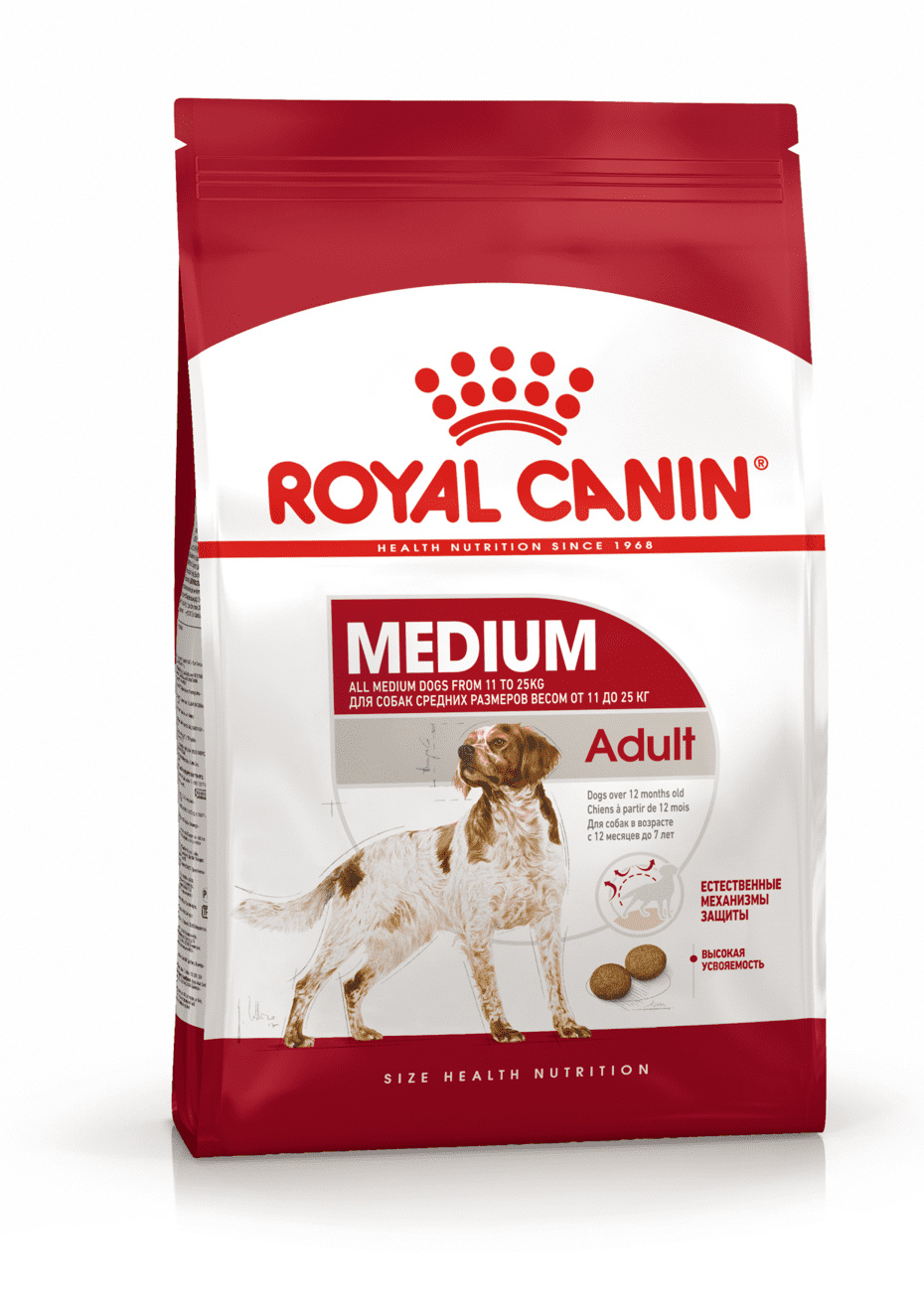 Для взрослых собак средних размеров: 11-25 кг, 1-7 лет (15 кг) Royal Canin (сухие корма) Для взрослых собак средних размеров: 11-25 кг, 1-7 лет (15 кг) - фото 1