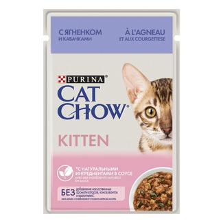 Влажный корм Cat Chow® для котят с ягненком и кабачками в соусе