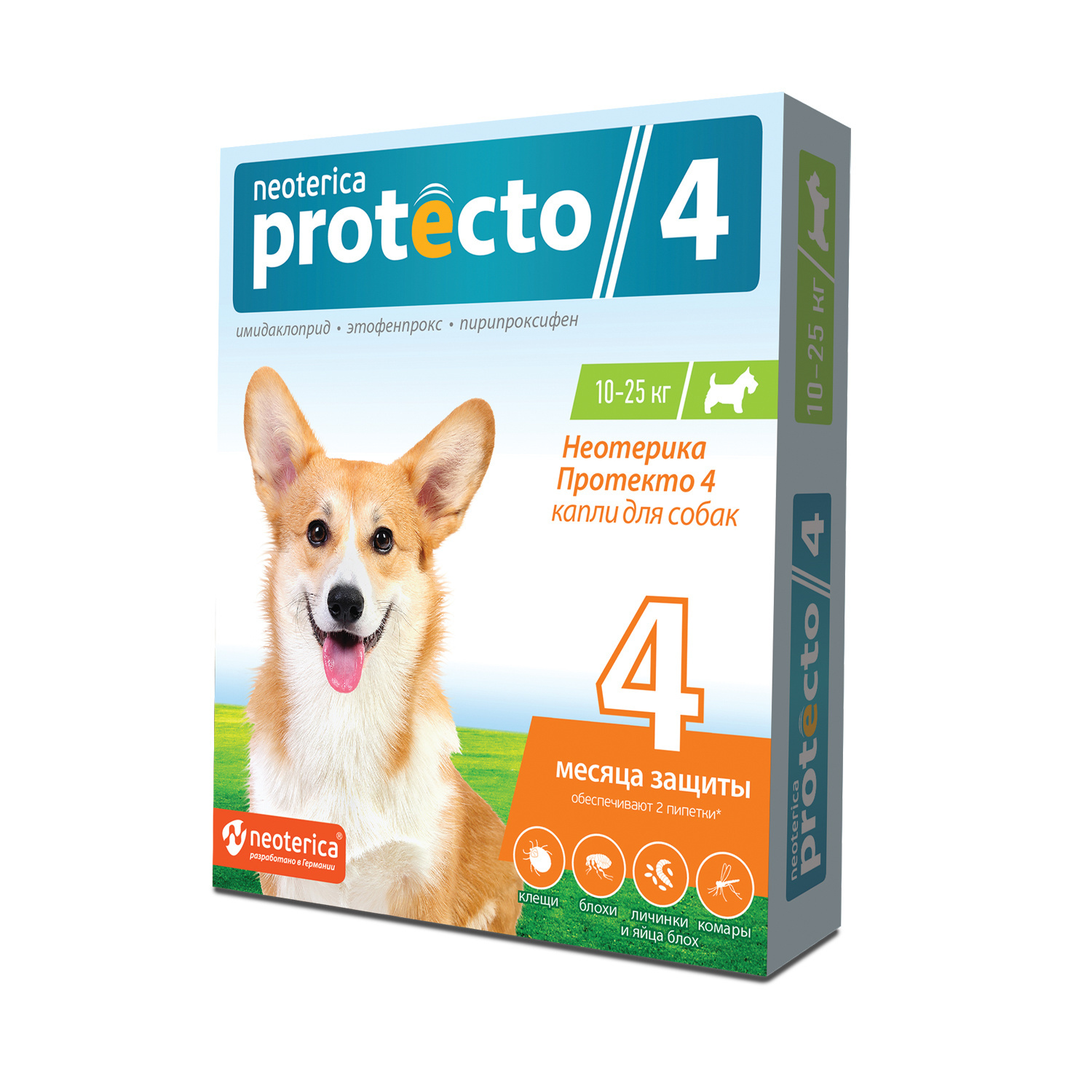 Neoterica Protecto капли от блох и клещей для собак 10-25 кг, 2 шт (59 г)