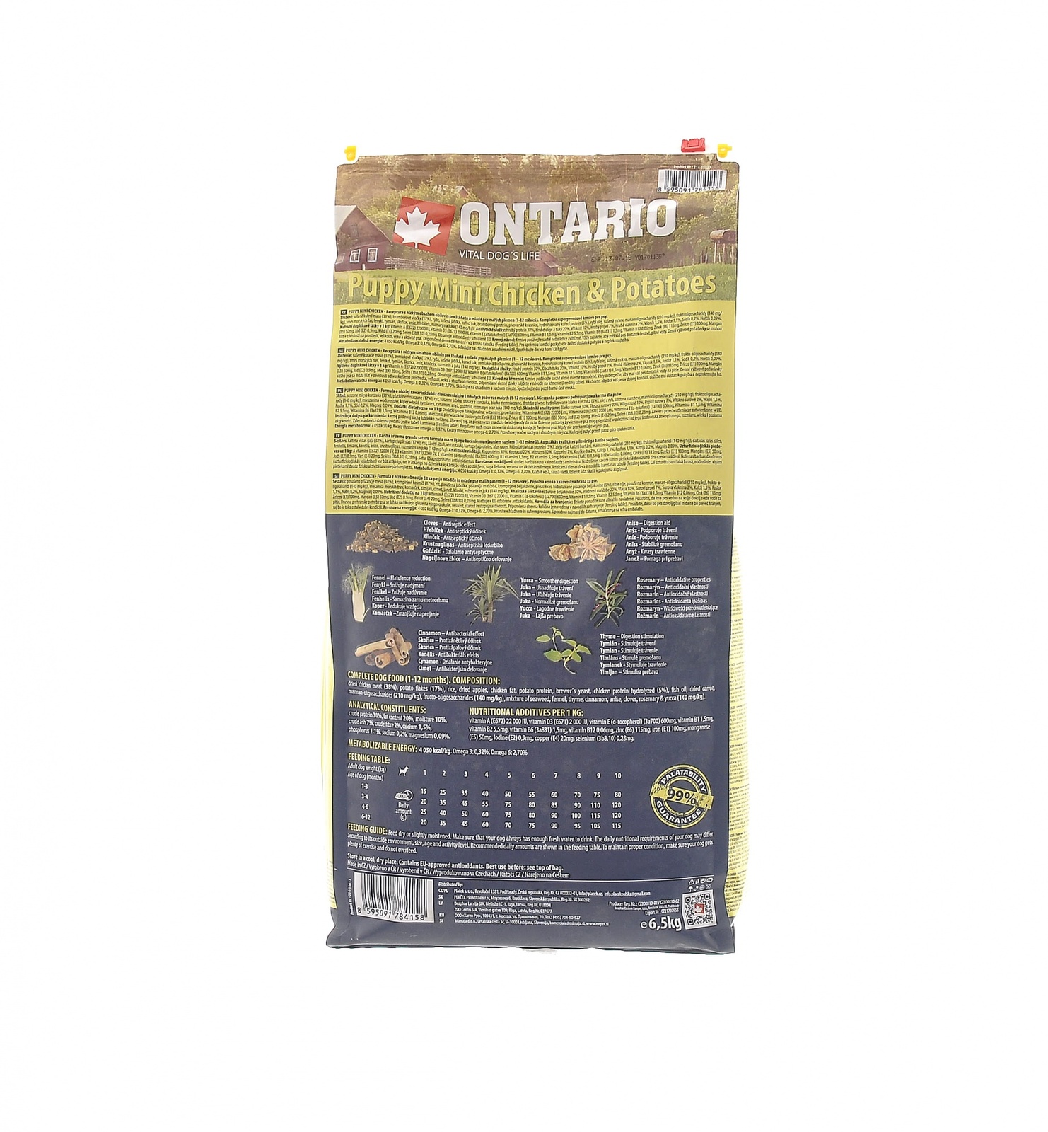 Для щенков малых пород, с курицей и картофелем (2,25 кг) Ontario Для щенков малых пород, с курицей и картофелем (2,25 кг) - фото 2