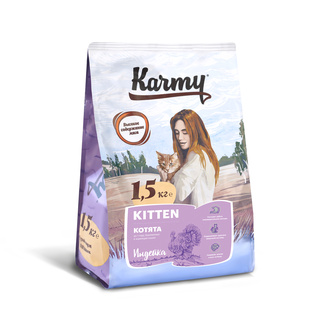 Сухой корм для беременных и кормящих кошек и котят в возрасте до 1 года с индейкой Karmy