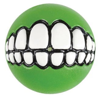 Мяч с принтом зубы и отверстием для лакомств GRINZ, лайм