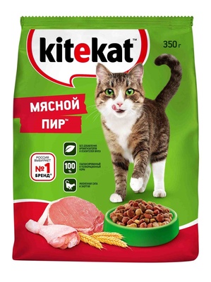 Сухой полнорационный корм для взрослых кошек «Мясной Пир» Kitekat