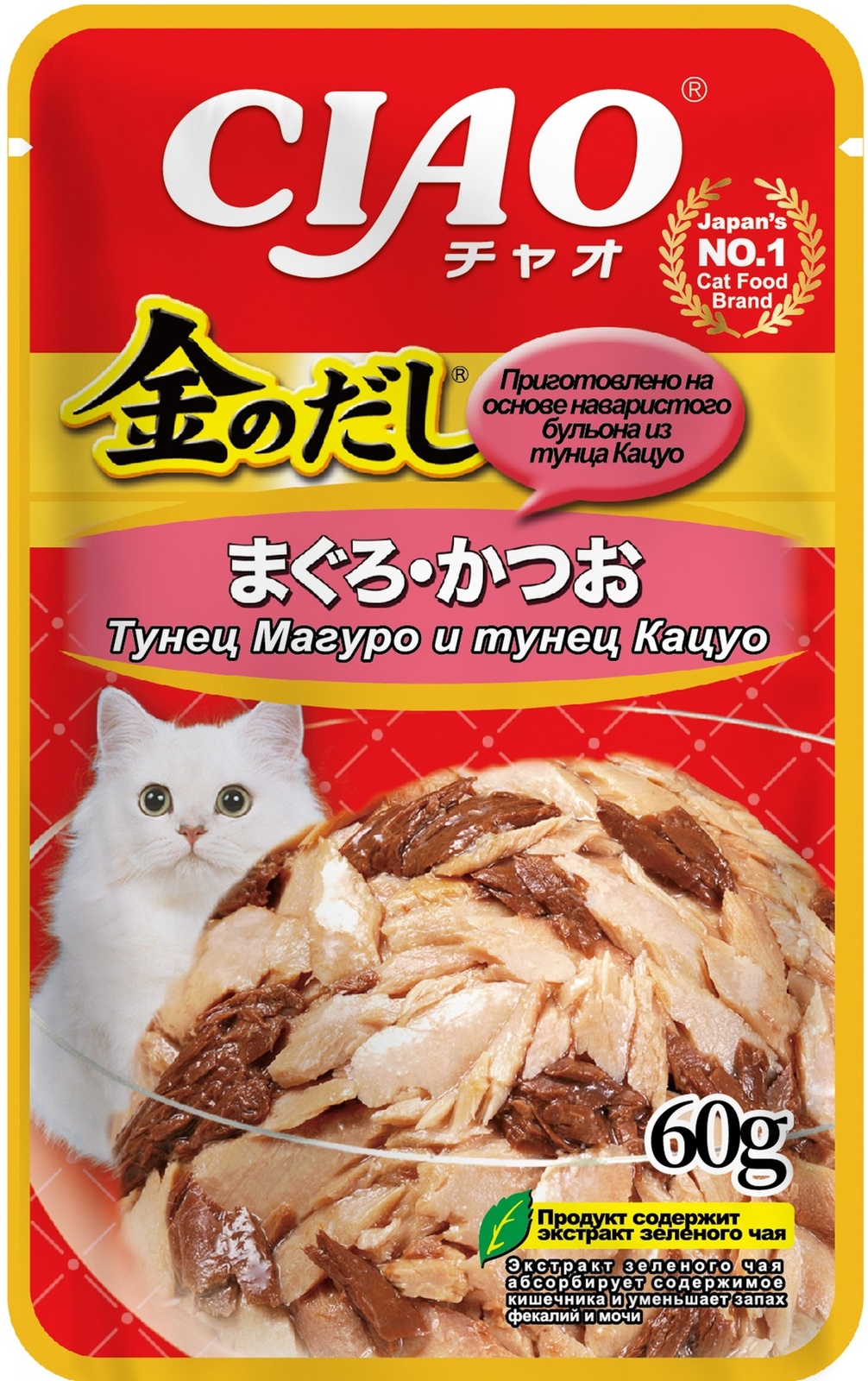 Inaba влажный корм для кошек Тунец Магуро и тунец Кацуо (60 г)