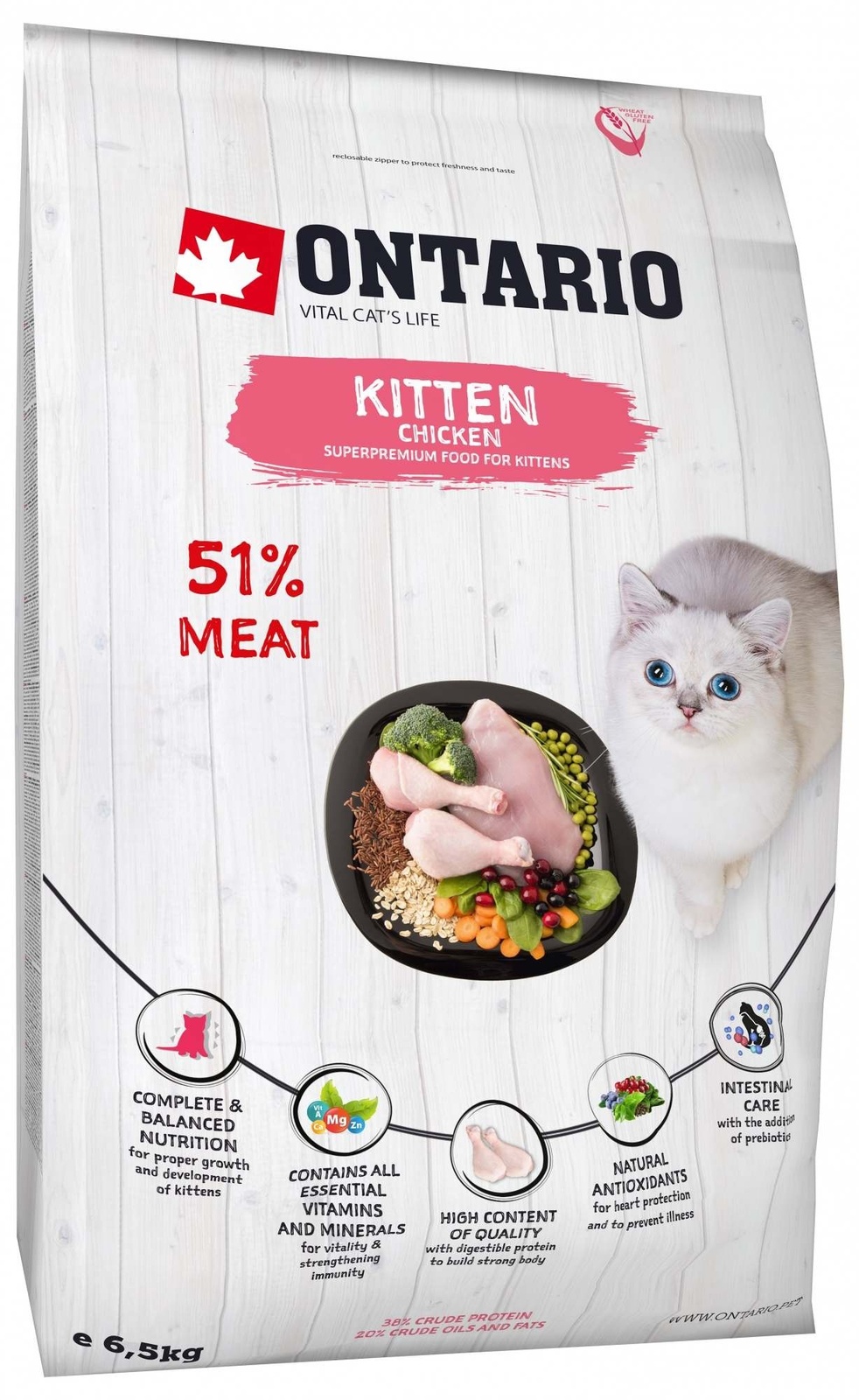 Для котят, с курицей (6,5 кг) Ontario Для котят, с курицей (6,5 кг) - фото 1