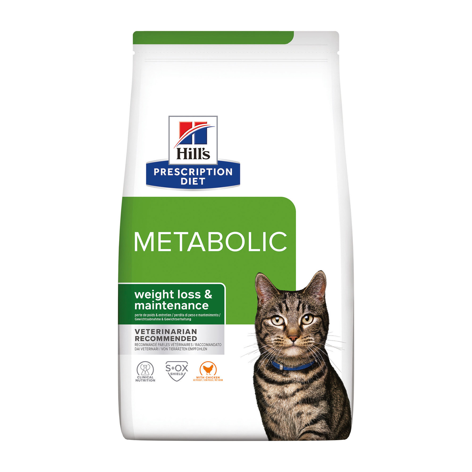 Hill's Prescription Diet сухой диетический корм для кошек Metabolic способствует снижению и контролю веса, с курицей (8 кг) - фото 1
