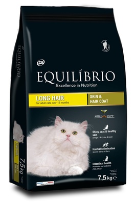 Сухой корм для взрослых длинношерстных кошек с мясом птицы Equilibrio