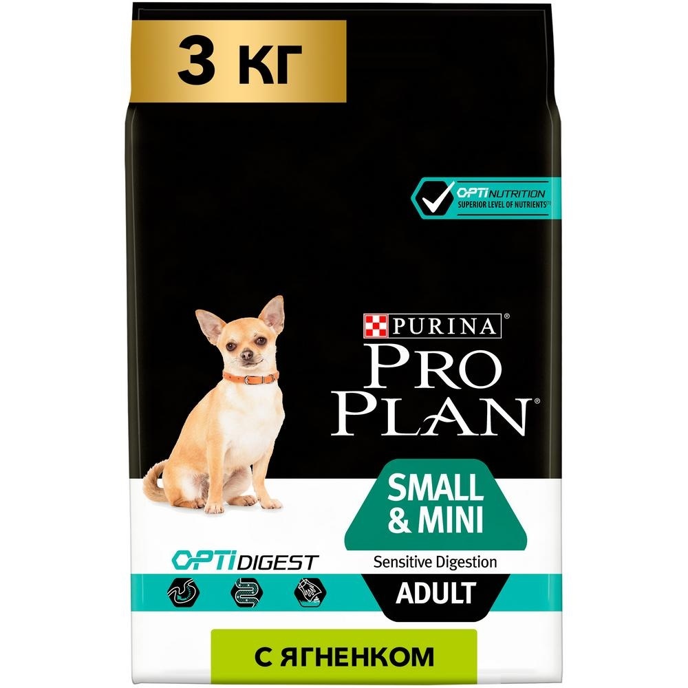 Корм Purina Pro Plan для взрослых собак мелких и карликовых пород с  чувствительным пищеварением, с высоким содержанием ягненка, Sensitive  Digestion, сухой корм для собаки для пищеварения, Чувствительный желудок  (кишечник ...