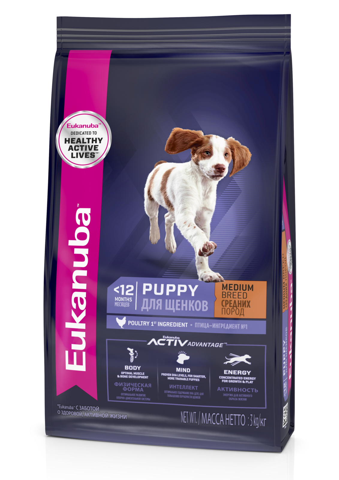 Корм Eukanuba для щенков средних пород, с птицей (3 кг)
