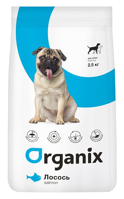 Для собак с чувствительным пищеварением, со свежим лососем (2,5 кг) Organix сухой корм Для собак с чувствительным пищеварением, со свежим лососем (2,5 кг) - фото 1