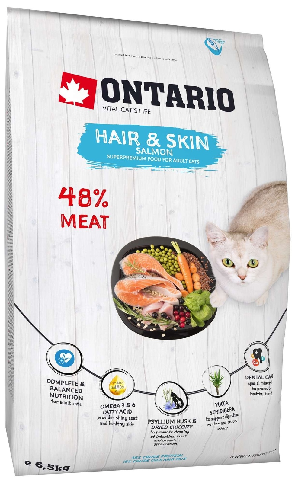 Корм Ontario для здоровья кожи и шерсти кошек, с лососем (2 кг) Ontario Корм Ontario для здоровья кожи и шерсти кошек, с лососем (2 кг) - фото 1