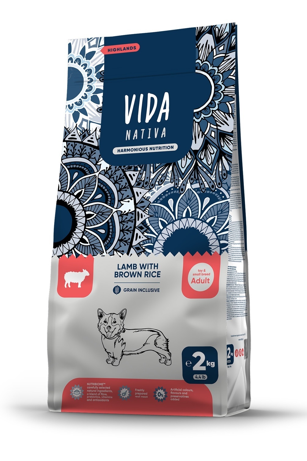 VIDA Nativa корм для взрослых собак мелких пород с ягненком и бурым рисом 2 кг (2 кг)