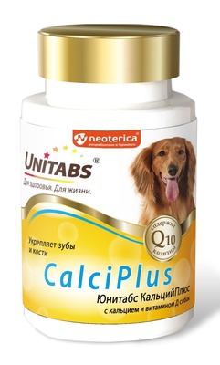 Витамины CalciPlus с Q10 для собак, 100таб Unitabs