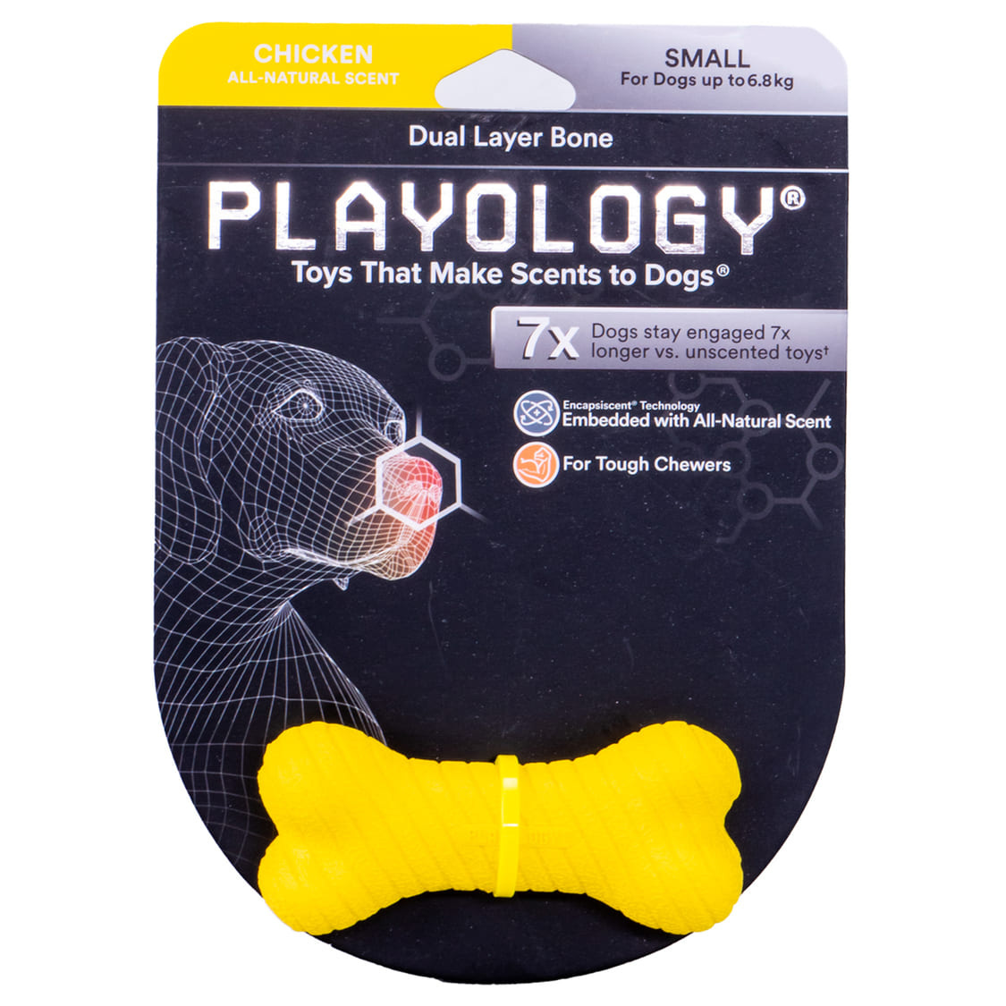 Playology двухслойная жевательная косточка Playology DUAL LAYER BONE для собак средних и крупных пород с ароматом курицы, цвет желтый (M)