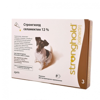 Стронгхолд, капли от наружных и внутренних паразитов для собак 5,1-10,0 кг, 3 пип/уп