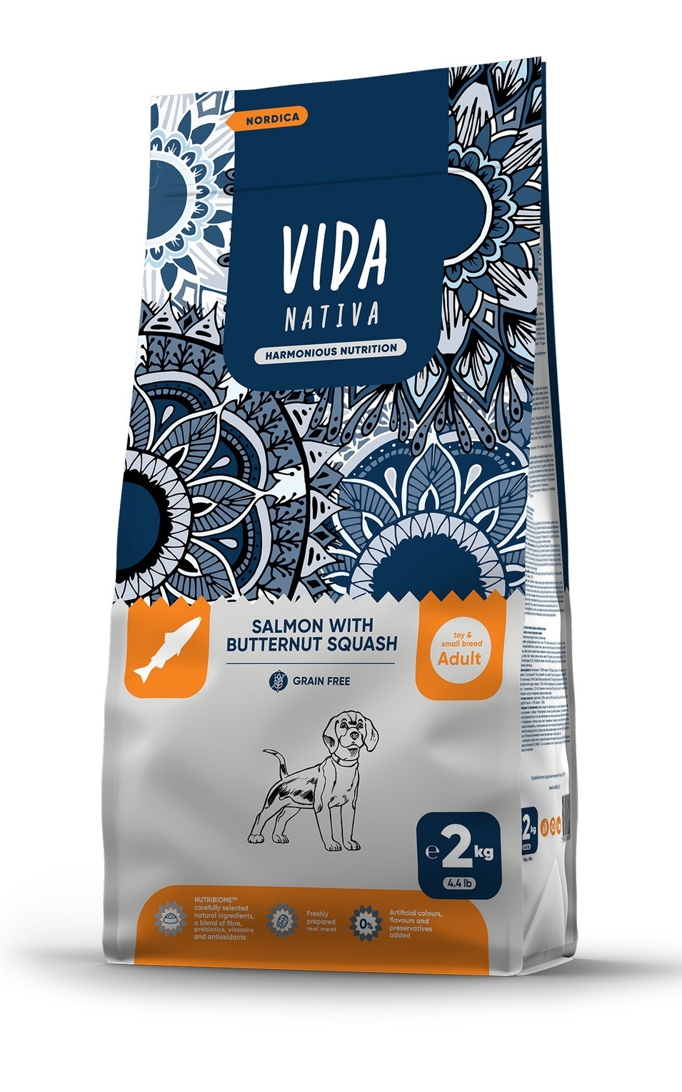 VIDA Nativa корм для взрослых собак мелких пород с лососем и тыквой 2 кг (2 кг)