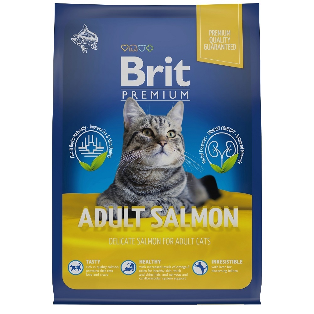 Brit сухой корм премиум класса с лососем для взрослых кошек (800 г) Brit сухой корм премиум класса с лососем для взрослых кошек (800 г) - фото 1